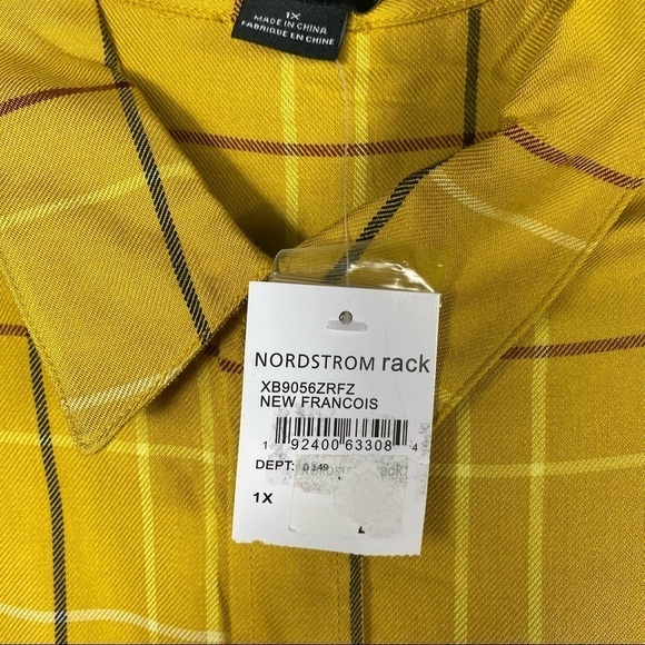 Sanctuary PLAID BOYFRIEND SHIRT yellow pockets - Picture 11 of 12